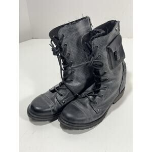 Roxy Women Seattle IV Combat Boot Sz 6.5 Gray Zip Up Low Heel Faux Leather